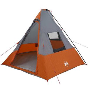 vidaXL Tipi stan se střechou &Scaron;ed&aacute; a oranžov&aacute; 383 x 338 x 217 cm taft