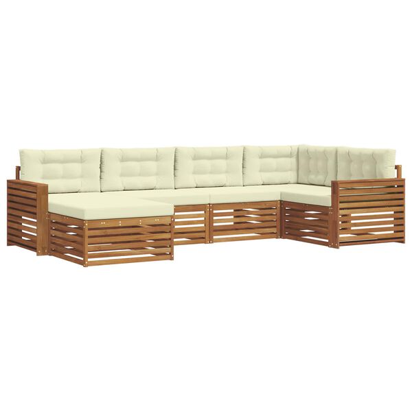 vidaXL Venkovn&iacute; pohovkov&aacute; souprava 6 pcs Přirozen&aacute; a Kr&eacute;mov&aacute;