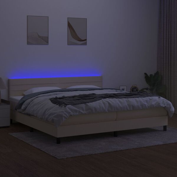 vidaXL Box spring postel s matrac&iacute; a LED kr&eacute;mov&aacute; 200x200 cm textil