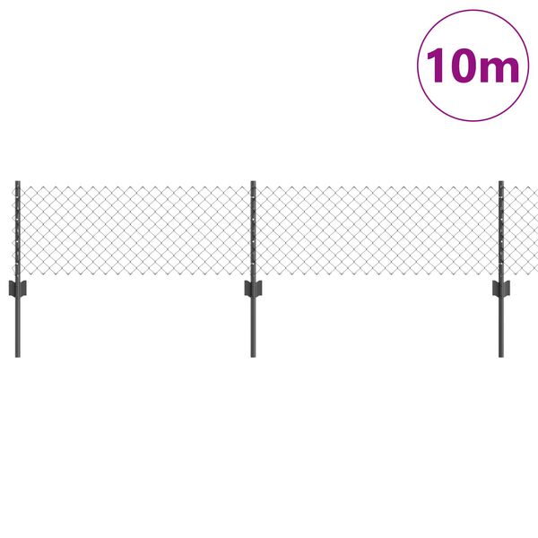 vidaXL Plot s sloupkem &Scaron;ed&aacute; 0,4 x 10 m Ocel a PVC