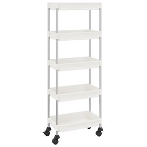 vidaXL Kuchyňsk&yacute; voz&iacute;k s 5 patry b&iacute;l&yacute; 42x29x128 cm železo a ABS
