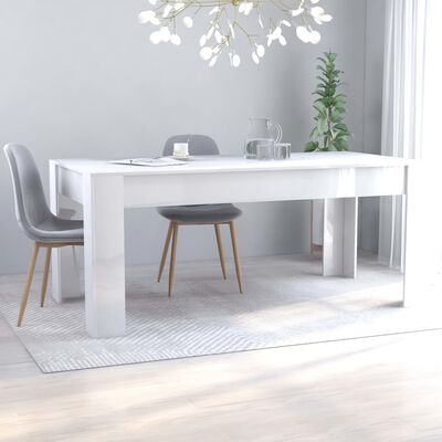 vidaXL Jídelní stůl bílý s vysokým leskem 180 x 90 x 76 cm dřevotříska