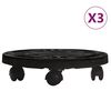 vidaXL Voz&iacute;ky na rostliny na kolečk&aacute;ch 3 ks průměr 30 cm čern&eacute; 170 kg