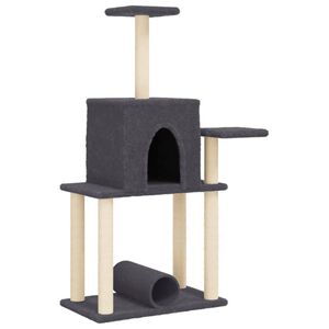 vidaXL &Scaron;krabadlo pro kočky se sisalov&yacute;mi sloupky tmavě &scaron;ed&eacute; 122 cm