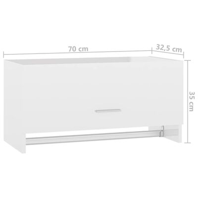 vidaXL Šatní skříň bílá s vysokým leskem 70 x 32,5 x 35 cm dřevotříska