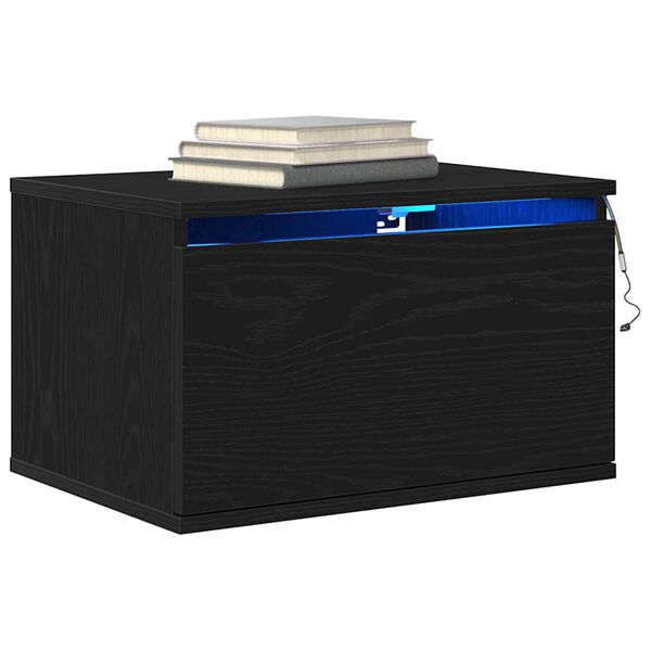 vidaXL N&aacute;stěnn&aacute; nočn&iacute; skř&iacute;ňka se z&aacute;suvkou Čern&yacute; dub 50 x 36 x 30 cm