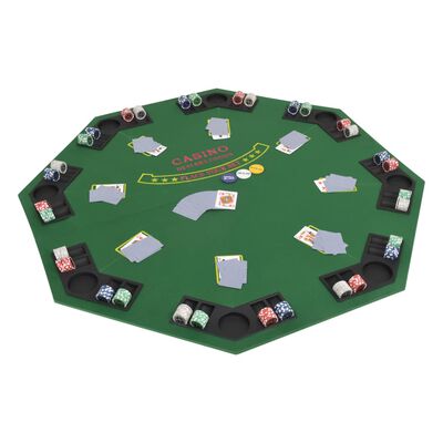 vidaXL Skládací pokerová deska na stůl 2dílná osmiúhelníková zelená