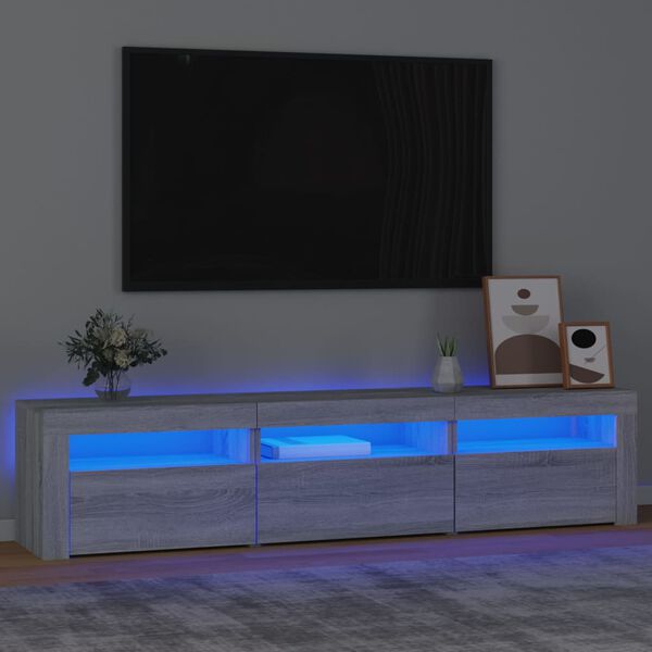 vidaXL TV skř&iacute;ňka s LED osvětlen&iacute;m &scaron;ed&aacute; sonoma 180x35x40 cm