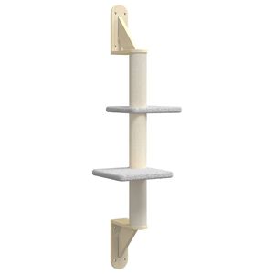 vidaXL N&aacute;stěnn&eacute; &scaron;krabadlo pro kočky se sloupkem světle &scaron;ed&eacute; 108 cm