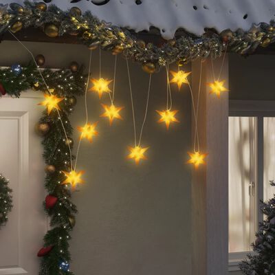 vidaXL Svítící vánoční hvězdy s LED 10 ks žluté 10 cm