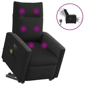 vidaXL Elektrick&eacute; zvedac&iacute; mas&aacute;žn&iacute; polohovac&iacute; křeslo čern&eacute; textil