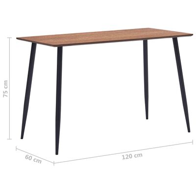 vidaXL Jídelní stůl hnědý 120 x 60 x 75 cm MDF