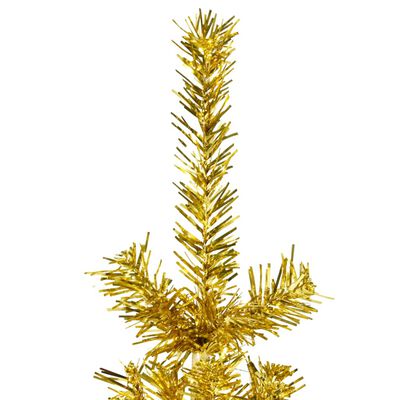 vidaXL Úzký umělý poloviční vánoční stromek se stojanem zlatý 210 cm