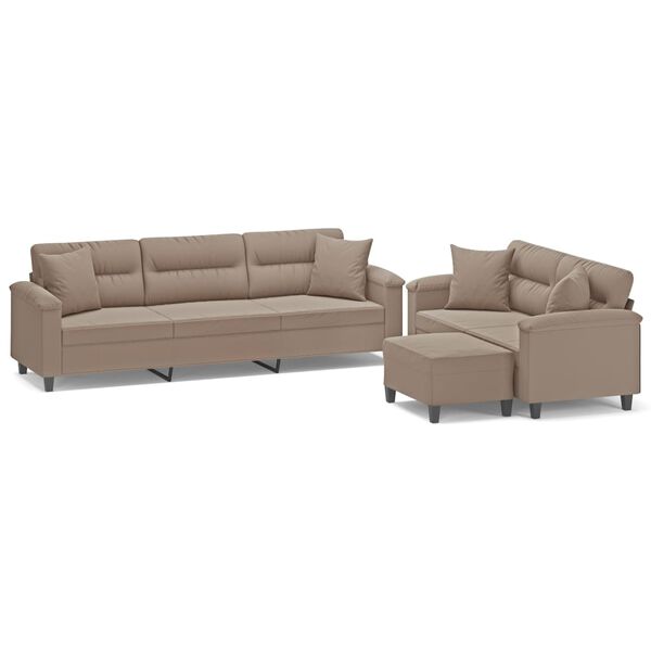 vidaXL 3d&iacute;ln&aacute; sedac&iacute; souprava s pol&scaron;t&aacute;ři taupe tkanina z mikrovl&aacute;kna