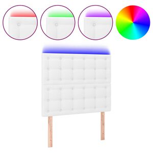 vidaXL Čelo postele s LED b&iacute;l&eacute; 100x5x118/128 cm uměl&aacute; kůže