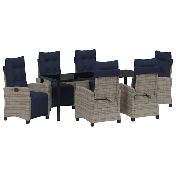 vidaXL Zahradn&iacute; j&iacute;deln&iacute; souprava s pol&scaron;t&aacute;řem 7 pcs &Scaron;ed&aacute; polyratan