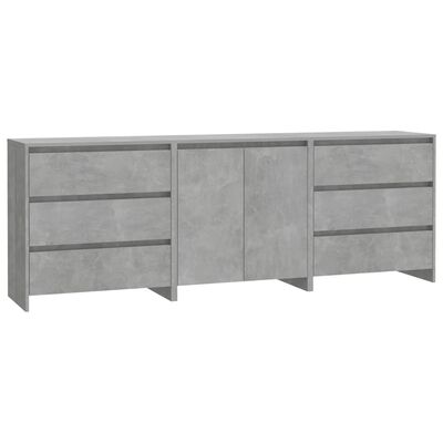 vidaXL 3dílný příborník betonově šedý kompozitní dřevo