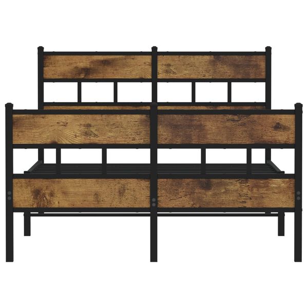 vidaXL Kovový rám postele bez matrace kouřový dub 120 x 190 cm