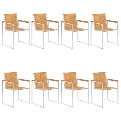 vidaXL Zahradní židle 8 ks s poduškami masivní teakové dřevo