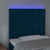 vidaXL Čelo postele s LED tmavě modr&eacute; 90x5x118/128 cm samet