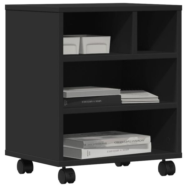 vidaXL Stojan na tiskárnu na kolečkách černý 41 x 32 x 48 cm