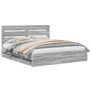 vidaXL R&aacute;m postele s čelo &Scaron;ed&aacute; Sonoma 200 x 200 cm Inžen&yacute;rsk&eacute; dřevo