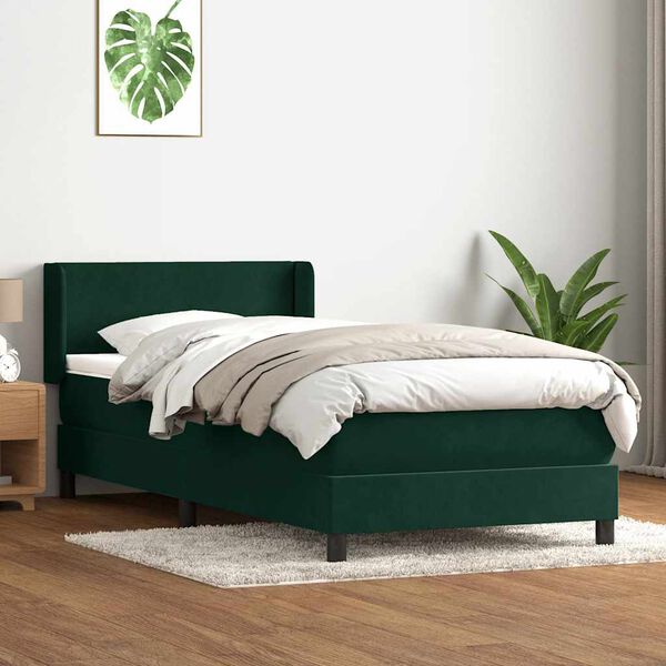 vidaXL Box spring postel s matrac&iacute; tmavě zelen&aacute; 100x220 cm samet