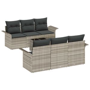 vidaXL Sada zahradn&iacute;ch pohovek 7 pcs Světl&aacute; &scaron;ed&aacute; a tmav&aacute; &scaron;ed&aacute;