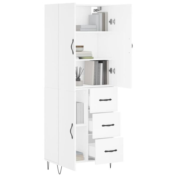 vidaXL Skř&iacute;ň highboard b&iacute;l&aacute; 69,5 x 34 x 180 cm kompozitn&iacute; dřevo