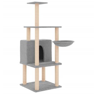 vidaXL &Scaron;krabadlo pro kočky se sisalov&yacute;mi sloupky světle &scaron;ed&eacute; 132 cm