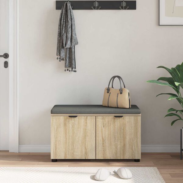 vidaXL Chodbičkov&aacute; lavice s pol&scaron;t&aacute;řem Sonoma dub 80 x 46 x 46 cm