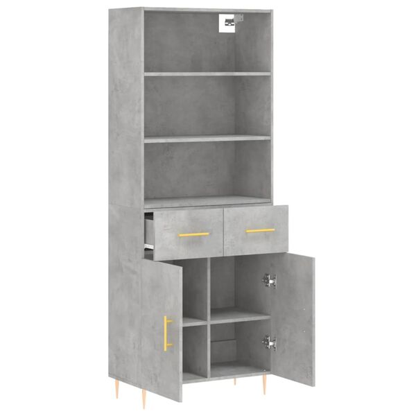 vidaXL Skř&iacute;ň highboard betonově &scaron;ed&aacute; 69,5x34x180 cm kompozitn&iacute; dřevo
