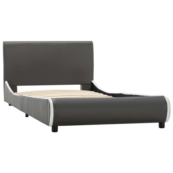 vidaXL R&aacute;m postele antracitově &scaron;ed&yacute; uměl&aacute; kůže 100 x 200 cm