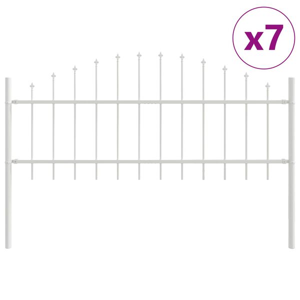 vidaXL Zahradn&iacute; plot 7 pcs B&iacute;l&aacute; 170 x 140 cm Pr&aacute;&scaron;kově lakovan&aacute; ocel