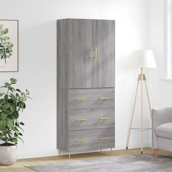 vidaXL Skříň highboard šedá sonoma 69,5 x 34 x 180 cm kompozitní dřevo