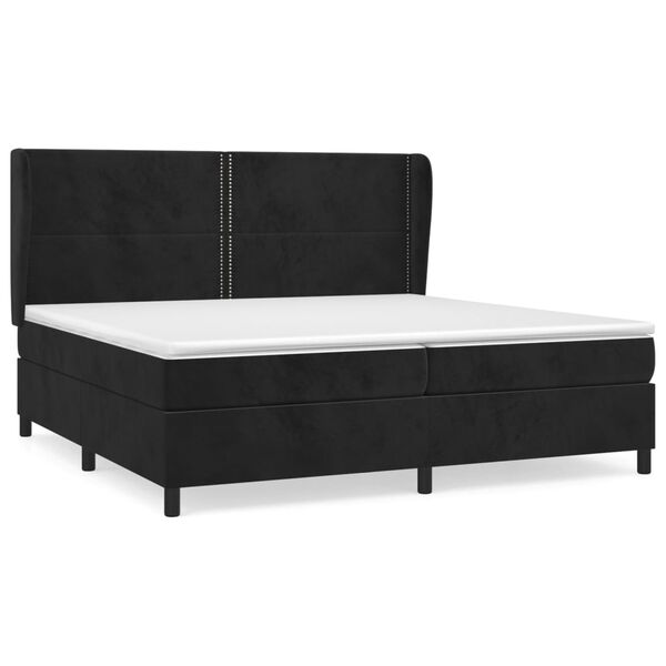 vidaXL Box spring postel s matrac&iacute; čern&aacute; 200x200 cm samet