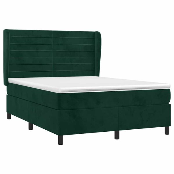 vidaXL Box spring postel s matrac&iacute; tmavě zelen&aacute; 140x190 cm samet