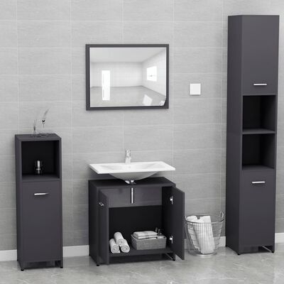 vidaXL Set koupelnového nábytku šedý kompozitní dřevo