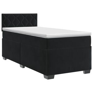 vidaXL Postel boxspring s matrac&iacute; s čelo Tmavě &scaron;ed&aacute; jednoduch&yacute; Samet