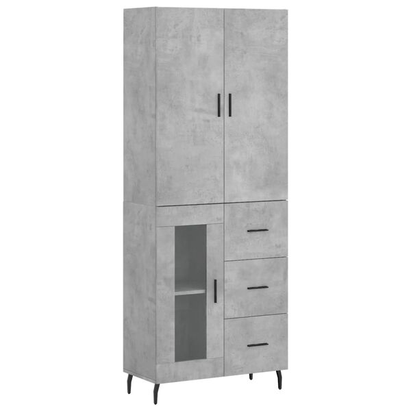 vidaXL Skř&iacute;ň highboard betonově &scaron;ed&aacute; 69,5x34x180 cm kompozitn&iacute; dřevo