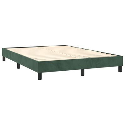 vidaXL Box spring postel tmavě zelená 140 x 200 cm samet