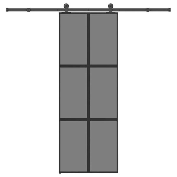 vidaXL Posuvn&eacute; dveře s kov&aacute;n&iacute;m 76x205 cm tvrzen&eacute;ho sklo a hlin&iacute;k