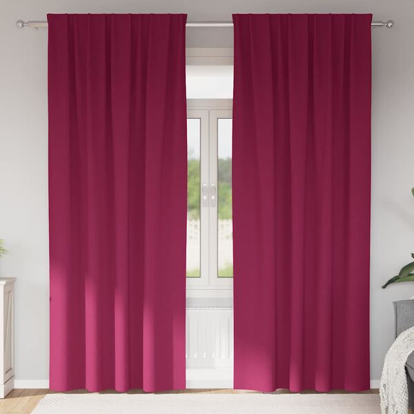 vidaXL Z&aacute;věsy na zatemněn&iacute; s kroužky 2 pcs V&iacute;no Červen&eacute; 260 x 140 cm