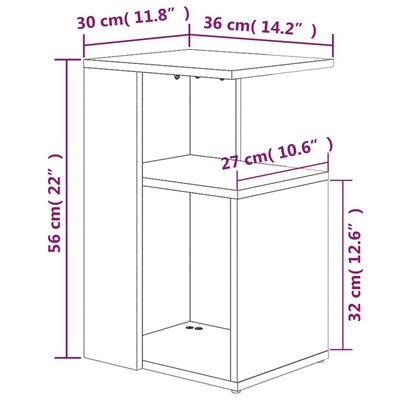 vidaXL Odkládací stolek kouřový dub 36 x 30 x 56 cm kompozitní dřevo