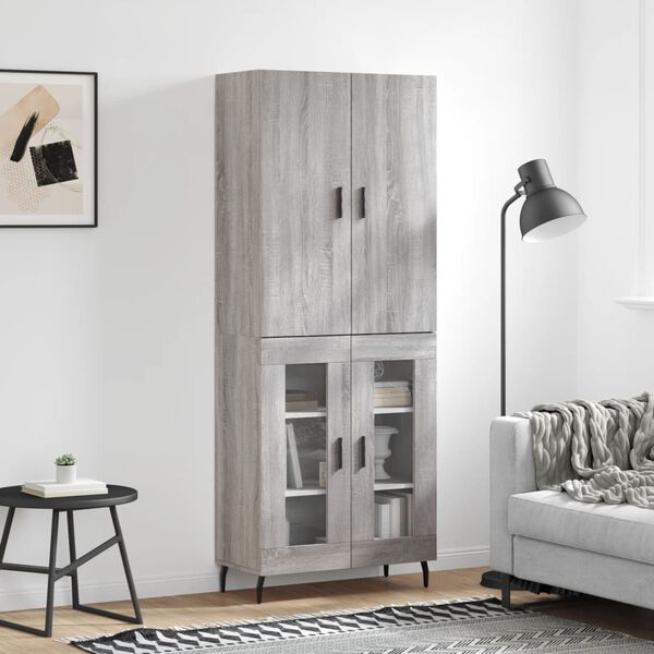 vidaXL Skř&iacute;ň highboard &scaron;ed&aacute; sonoma 69,5 x 34 x 180 cm kompozitn&iacute; dřevo