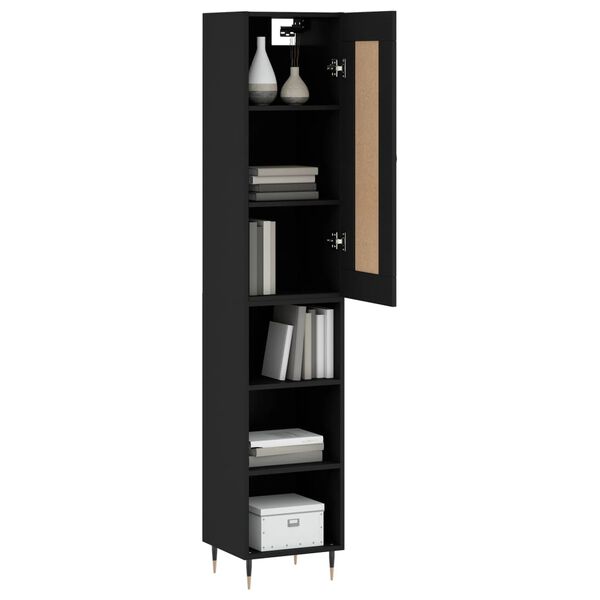 vidaXL Skř&iacute;ň highboard čern&aacute; 34,5 x 34 x 180 cm kompozitn&iacute; dřevo