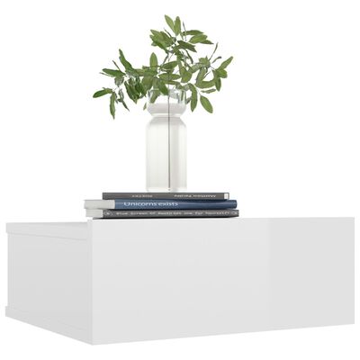 vidaXL Nástěnný noční stolek bílý vysoký lesk 40x30x15 cm dřevotříska