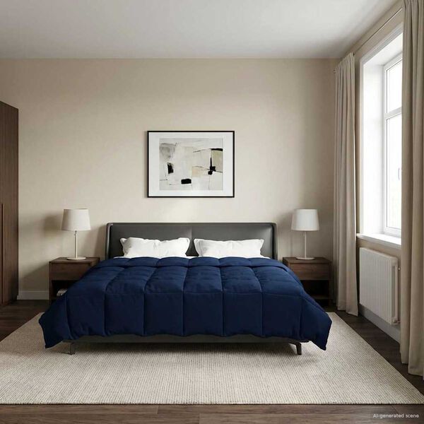 vidaXL Celoročn&iacute; přikr&yacute;vka Tmavě modr&aacute; 240 x 260 cm Mikrovl&aacute;kno