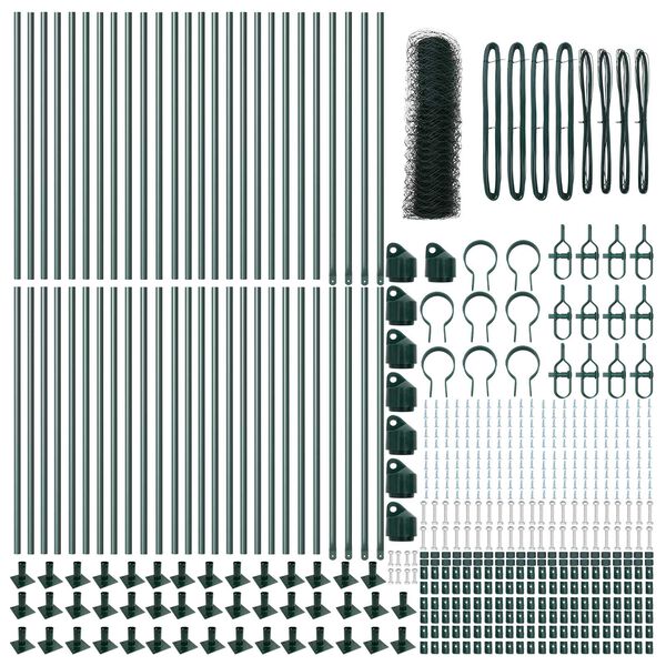 vidaXL Plotov&yacute; sloupek. Zelen&aacute; 100 x 1 m (50 mm s&iacute;ť) Ocel a PVC