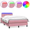 vidaXL Box spring postel s matrac&iacute; a LED růžov&aacute; 120x220 cm samet